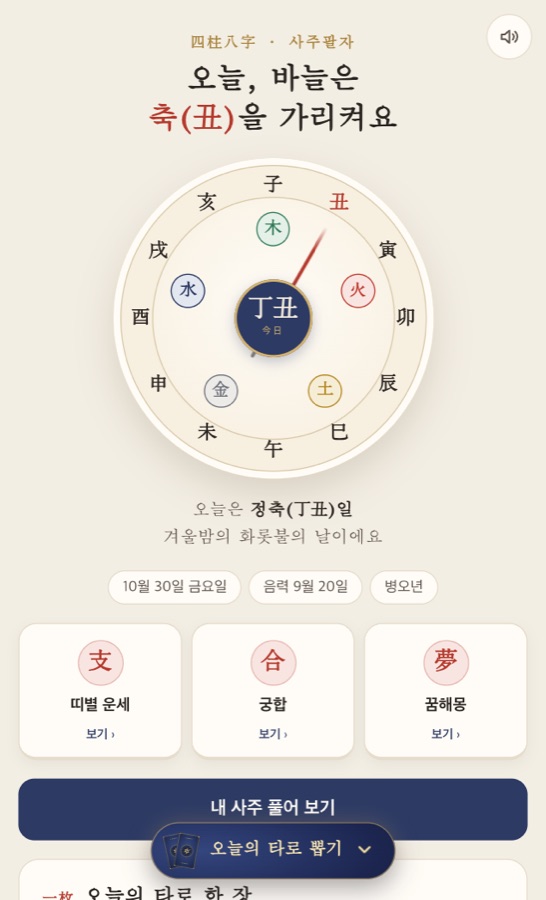오늘의 사주 첫 화면